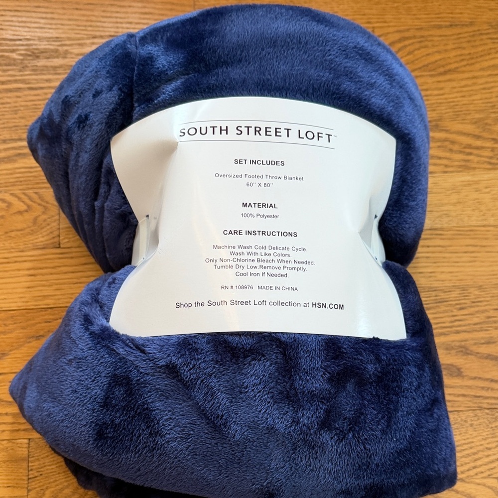 South Street Loft Blue Fleece Blanket 60x80 HSN collection NEW
